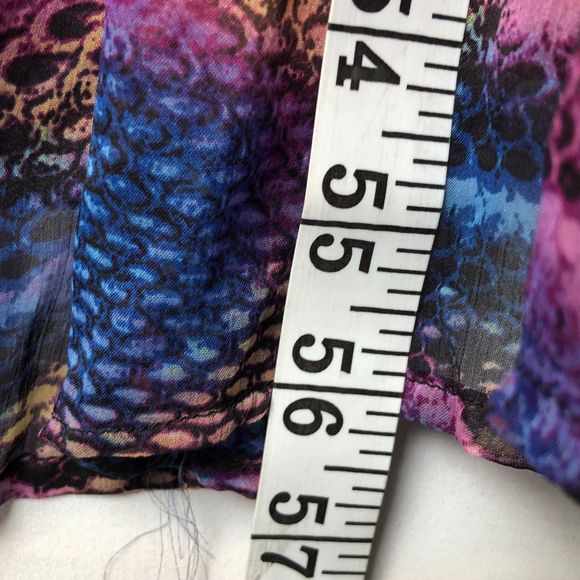 Boho Chic Spoon Jeans Sheer Colorful Maxi Cover Up Front Tie Flowy Dress L - Picture 5 of 8